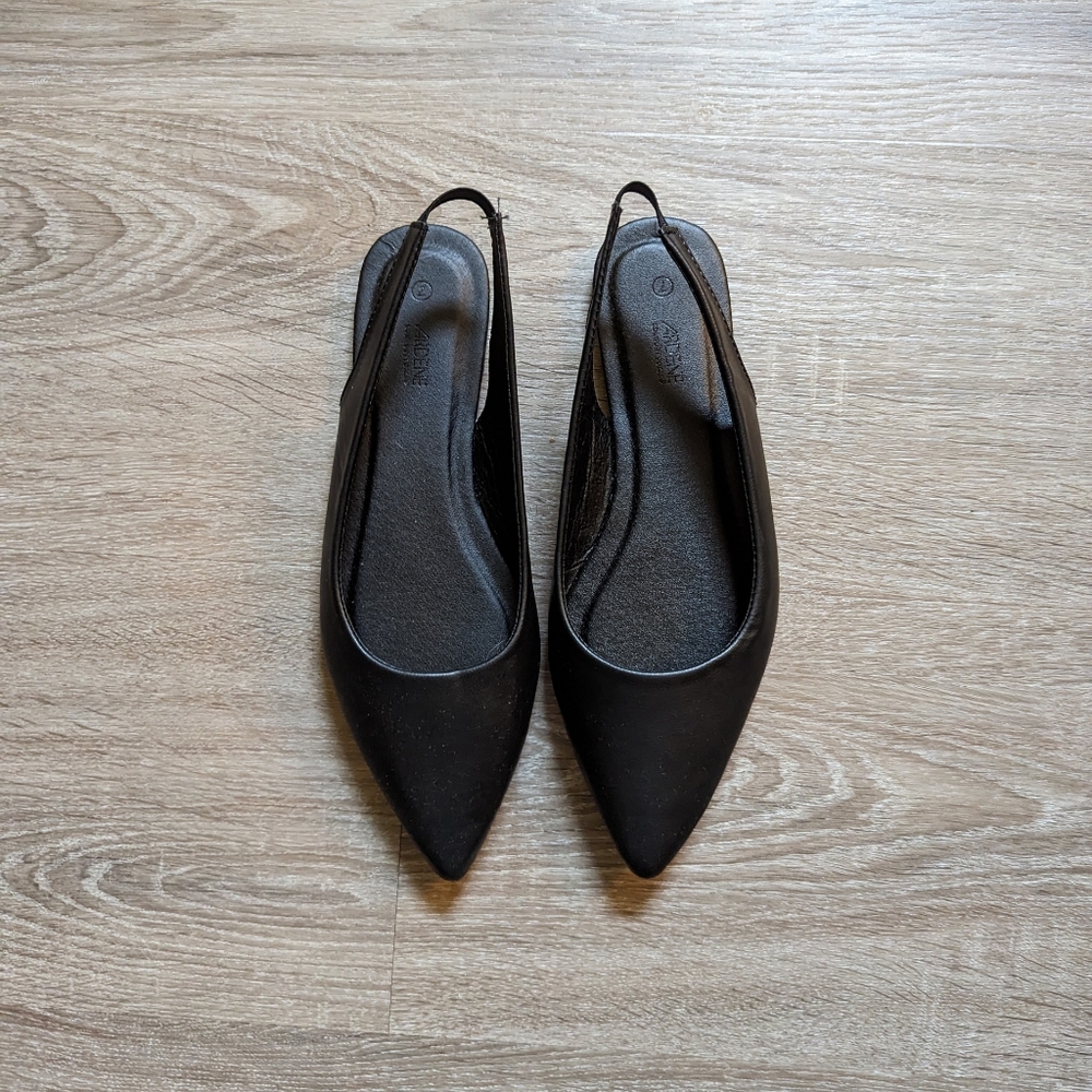 black sling back flats - new without tags